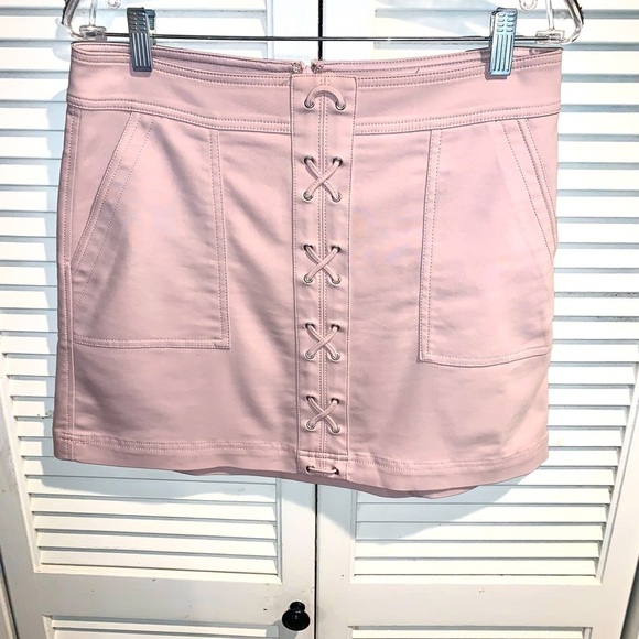 Express Mini Skirt Muted Pink laced up Express women’s size 10 - Picture 2 of 4
